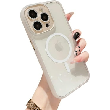 Phone 13 Pro Max Case [ Compatible with MagSafe ] with Metal Bling Camera Lens Cover Sparkly Diamond Magnetic Crystal Clear & Matte Bumper Silicone Shockproof Case for Girls and Women