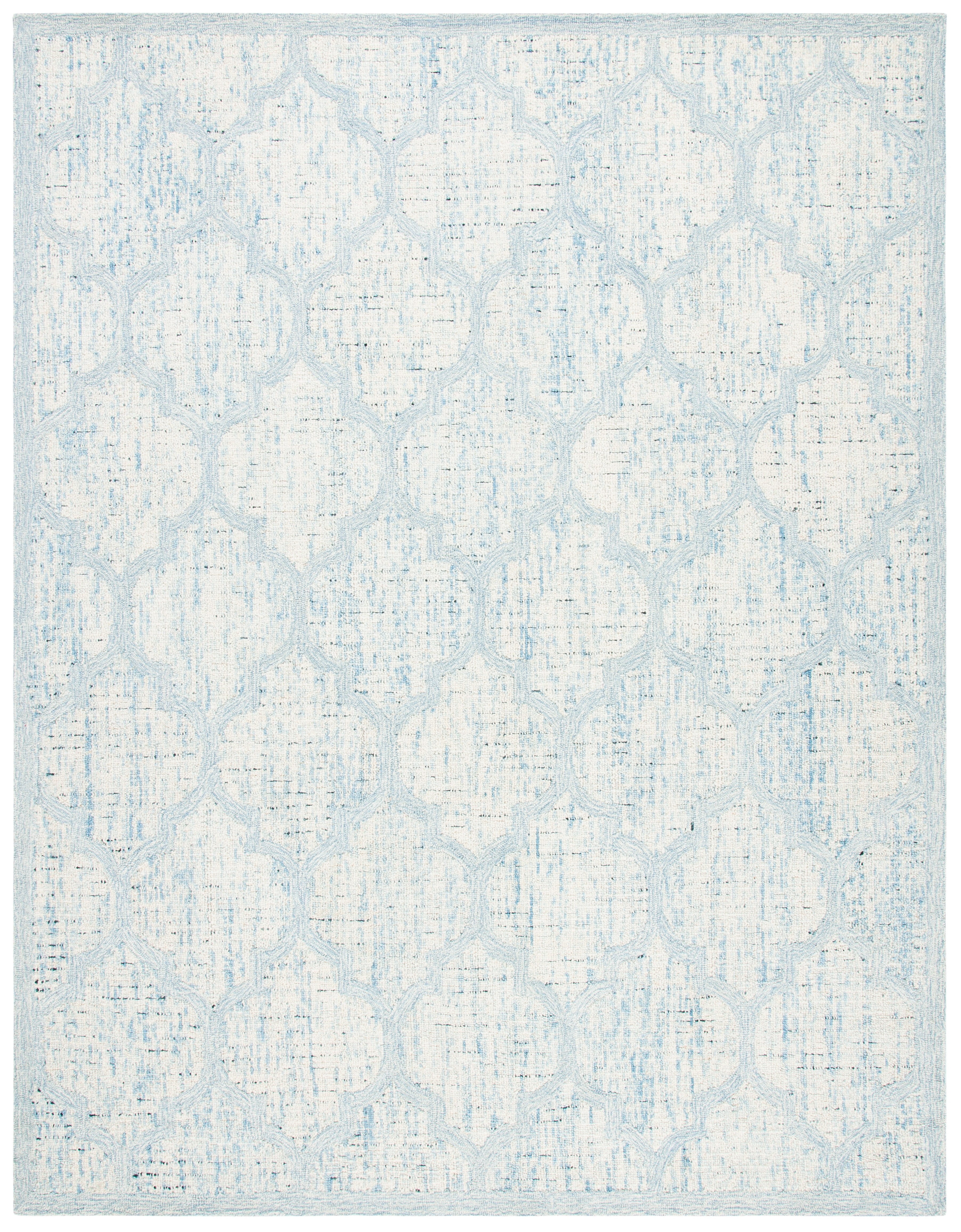SAFAVIEH Abstract Clarette Geometric Wool Area Rug, Ivory/Turquoise, 10' x 14'