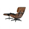 thumbnail image 4 of Emodern Furniture Mid Century Lounge Chair with Ottoman, Italian Leather, Black Walnut, 4 of 6