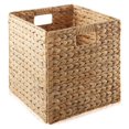 thumbnail image 3 of Exlonjet 12" x 12" Water Hyacinth Storage Baskets, Natural - Set of 2 Collapsible Cube Organizers, Woven Bins for Bathroom, Bedroom, Laundry, Pantry, Shelves, 3 of 7