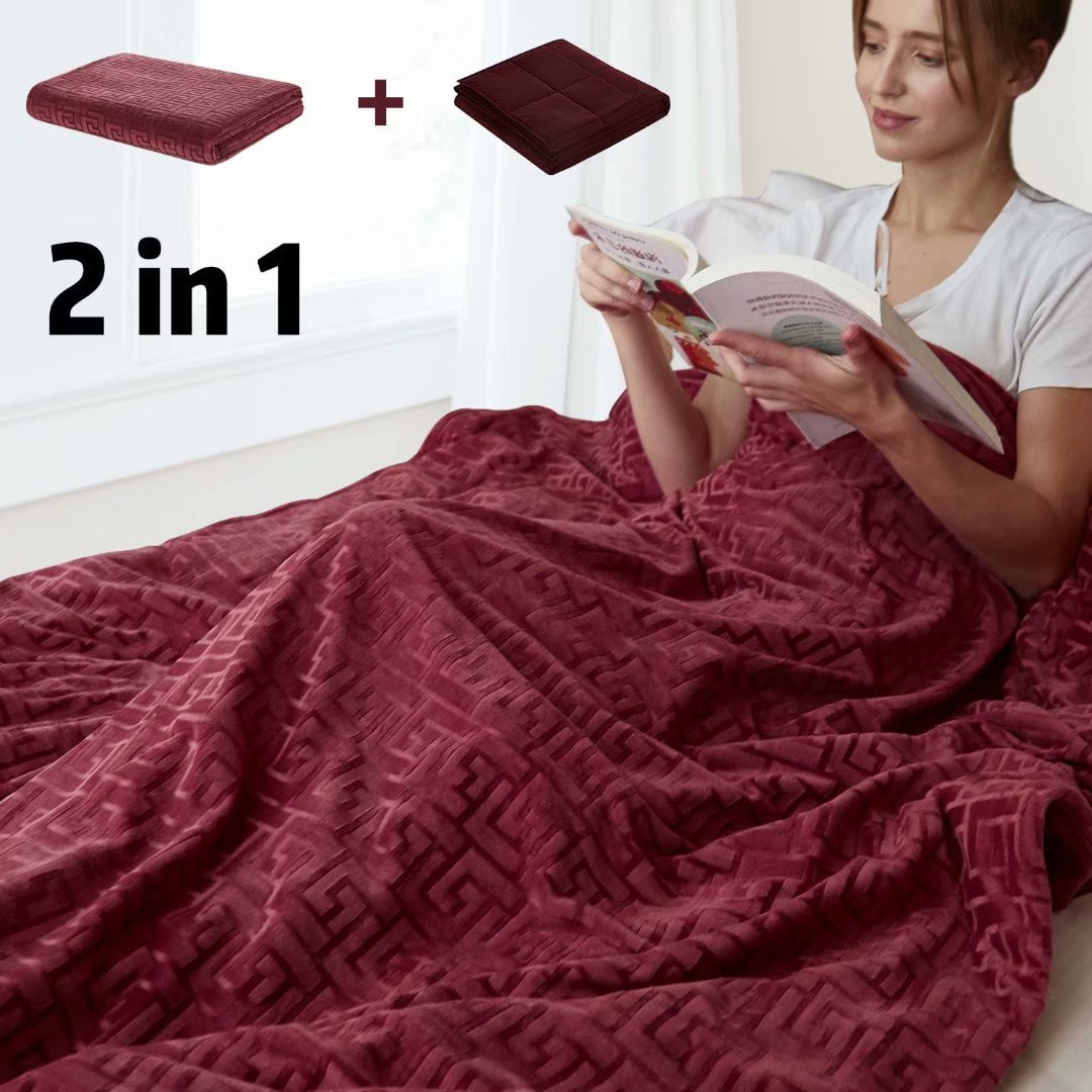 Weighted Blanket 15 Lbs Deep Warm Sleep w/ Soft Minky Duvet Cover 72 x 42 inches 