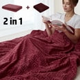 thumbnail image 2 of MerryLife Weighted Blanket 20 lbs 60" X 80" Queen Size | Duvet Cover Removable | Glass Beads Filling Heavy Blanket Burgundy, 2 of 4