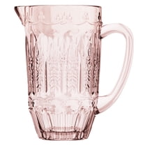elle décor Vintage Glass Pitcher, Water Carafe Jug for Iced Tea, 43.9 OZ, Pink