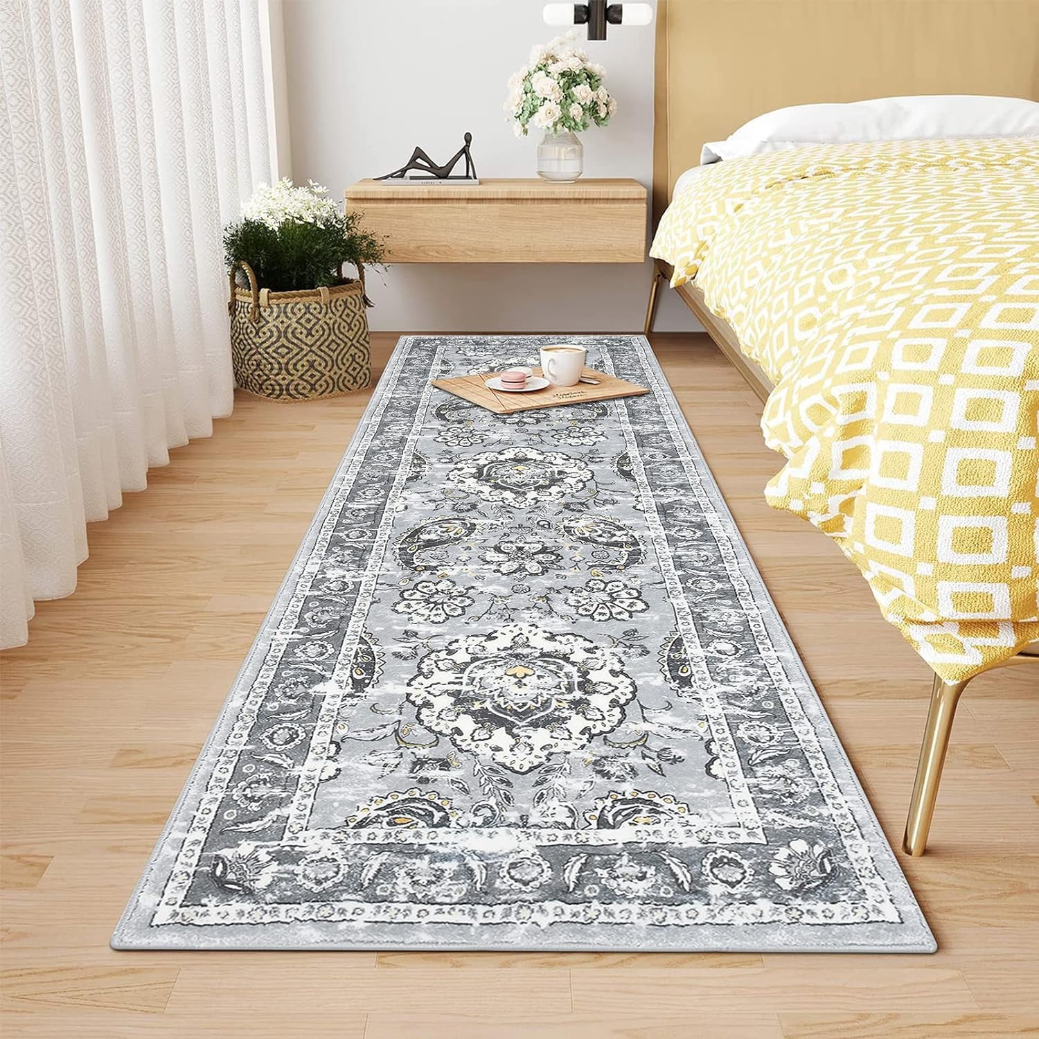 Yamaziot 2x6 ft Runner Rug for Hallway, Laundry Paisley Runner Rug, Farmhouse Kitchen Floor Mat, Non Shedding Washable Rug for Bedroom, Living Room, Dining Room