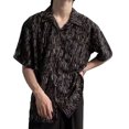 thumbnail image 2 of Tops de blusas de verano para hombres, camisas de manga corta con estampado floral para hombres Camisas con botones de manga corta para hombres Máxima comodidad, 2 of 8