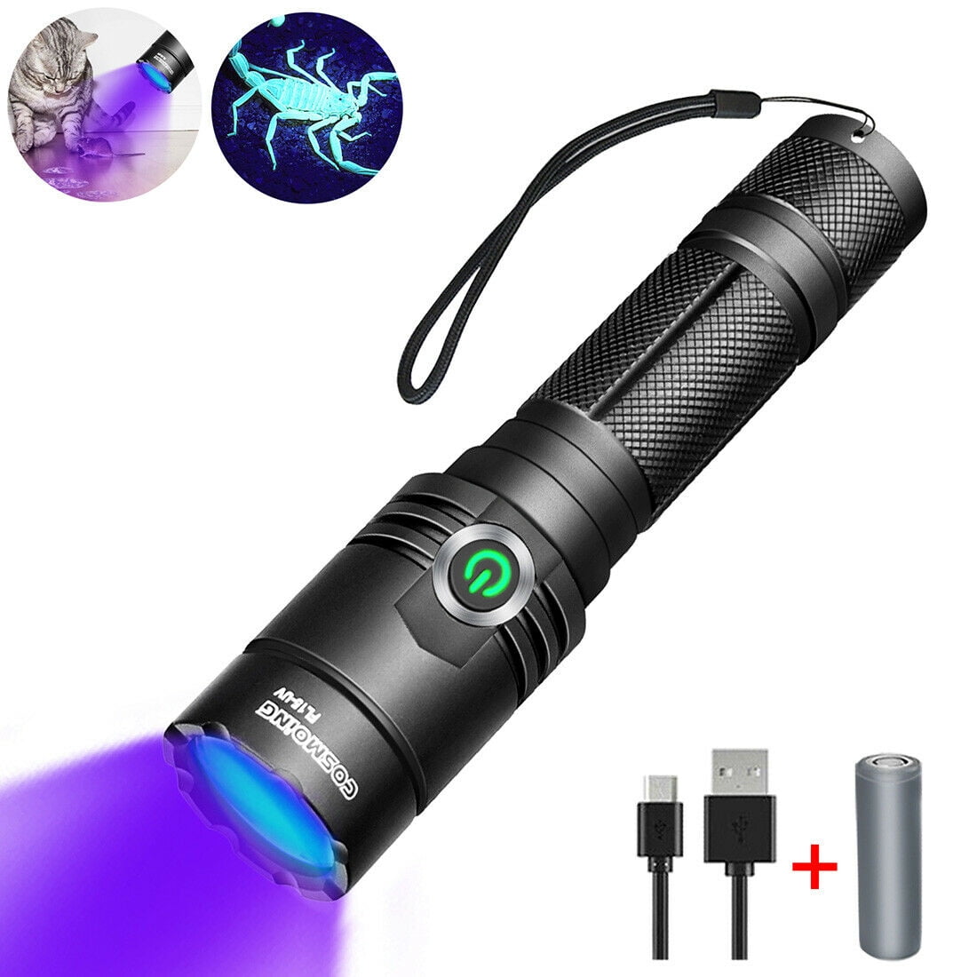 Ultraviolet Tactical LED Flashlight Bright High Power Rechargeable 18650 USB 