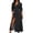 Black, variant on ChaoHeng Womens Summer Dresses Striped V Neck Drawstring Waist A Line Mini Short Sleeve Tunic Dress Black S