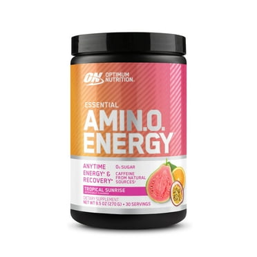 Optimum Nutrition NEW Flavor Amino Energy - Pre Workout with Green Tea, BCAA, Amino Acids, Keto Friendly, Green Coffee Extract, Energy Powder - Tropical Sunrise, 30 Servings (Packaging May Vary)