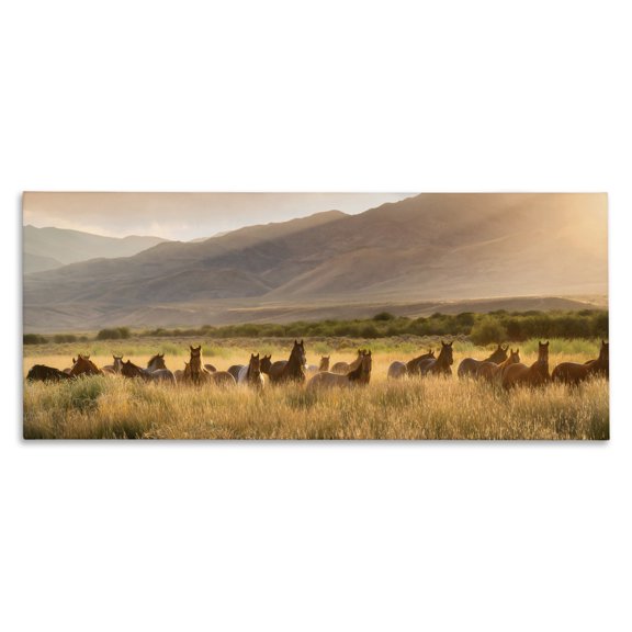 Stupell Industries Rustic Lodge Horse Herd in Mountains Canvas Art, 30 x 13, by PH Burchett