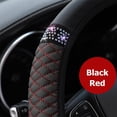 thumbnail image 4 of Bling Car Steering Wheel Cover, 15 Inch Rhinestones Soft Leather Elastic Steering Wheel Protector, Sparkly Crystal Diamond for Women Girls (Black/Red), 4 of 13