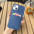 thumbnail image 1 of Funda de teléfono tipo billetera con tarjetero de protección para cámara deslizante para iPhone 13 14 Pro Max 12 11 X XR XS Max 7 8 Plus SE, funda de silicona suave Tan Jianjun unisex, 1 of 2