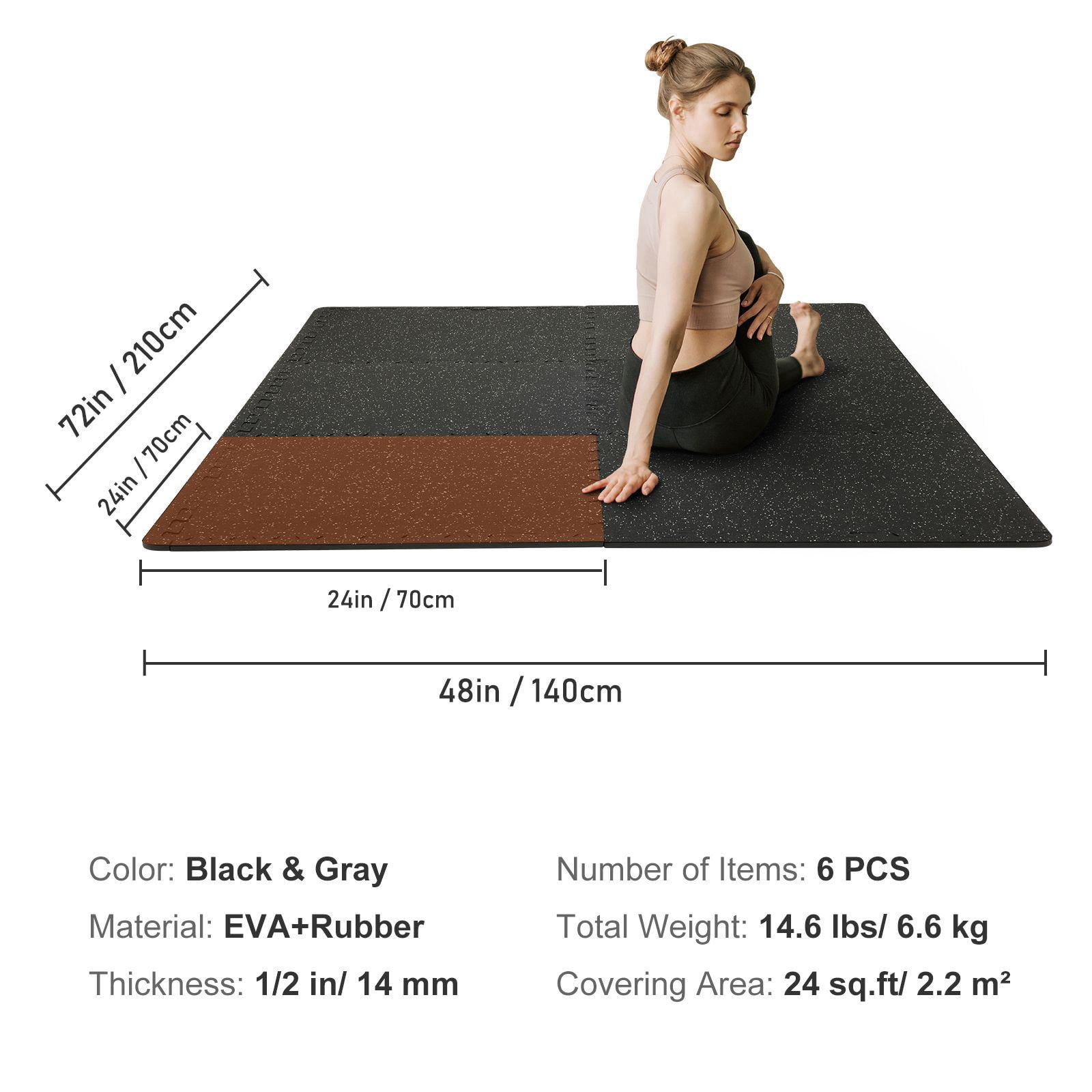 EVA Interlocking Foam Mat 24 x 24 Inch 6 Piece Puzzle Rubber Floor Mat 0.56 Inch Thick Heavy Duty for Home Gym Office Workout Fitness 24 Sq Ft