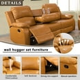 thumbnail image 3 of Bonded Leather Living Room Furniture Set Reclining Sofa Set Loveseat Furniture Sets in Living Room Sofa Recliners (Sofa, Ginger), 3 of 12