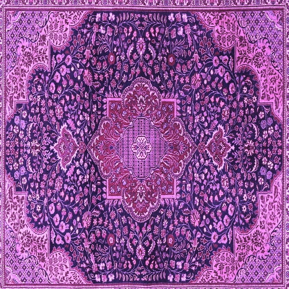 Ahgly Company Indoor Square Medallion Purple Traditional Area Rugs, 8' Square