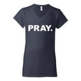 thumbnail image 2 of Wild Bobby Pray. Inspirational/Christian Women Standard V-Neck Tee, Navy, XX-Large, 2 of 5