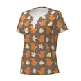 thumbnail image 2 of Naloa Squirrel And Maple Leaves Print T-Shirts Short Sleeve V Neck Tees for Women Fashion Tops Trendy Lightweight Soft Casual Summer Outfits Clothes, 2 of 5