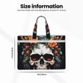 thumbnail image 3 of Honeii Flower Horn Skull Print Canvas Tote Bag with Compartments Laptop Tote Bag Large Tote Bag, 3 of 8