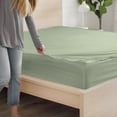 thumbnail image 5 of DNG Creations Solid Light Sage Colour 6 Piece Zipper Sheet Set - Include (1 Fitted Sheet Base, 2 Sheet has Zipper, 1 Flat Sheet And 2 Pillowcase) 800 Threads Count ( King - Size ), 5 of 7