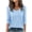Light Blue, variant on Staron Women's Casual V-Neck Blouse Shirts with Pockets Short Sleeve Pleated Solid Color Fashion Top, Dark Blue XXL