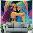 thumbnail image 4 of JRXY Lesbian Tapestry LGBT Pride Love Rainbow Tapestries Kissing Indie Room Decor Blanket Wall Hanging for Living Room Bedroom Dorm Painting, 4 of 6