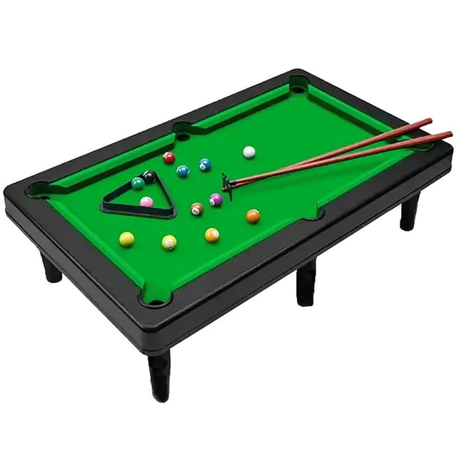 BINGLI Mini Pool Table, Home Office Desk Stress Relief Games Mini Pool Table Tabletop Desktop Billiards Snooker Game with 2 Sticks and Balls for Kids Adults Dorm Room