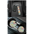 thumbnail image 5 of Jeiento Boho Floral Car Accessories Set Includes Car Seat Cover Set Steering Wheel Cover 2 Car Seat Belt Car Trash Bag Car Vent Storage Box Auto Car Mirror Cover Coasters Car Keychain, 5 of 7