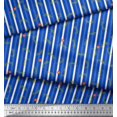 thumbnail image 2 of Soimoi Blue Cotton Voile Fabric Leaves & Floral Stripe Printed Fabric 1 Yard 56 Inch Wide, 2 of 3