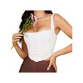 thumbnail image 1 of Camiseta sin mangas corta con corsé con escote redondo y dobladillo asimétrico para mujer XBTCLXEBCO Blanco, Grande, 1 of 5