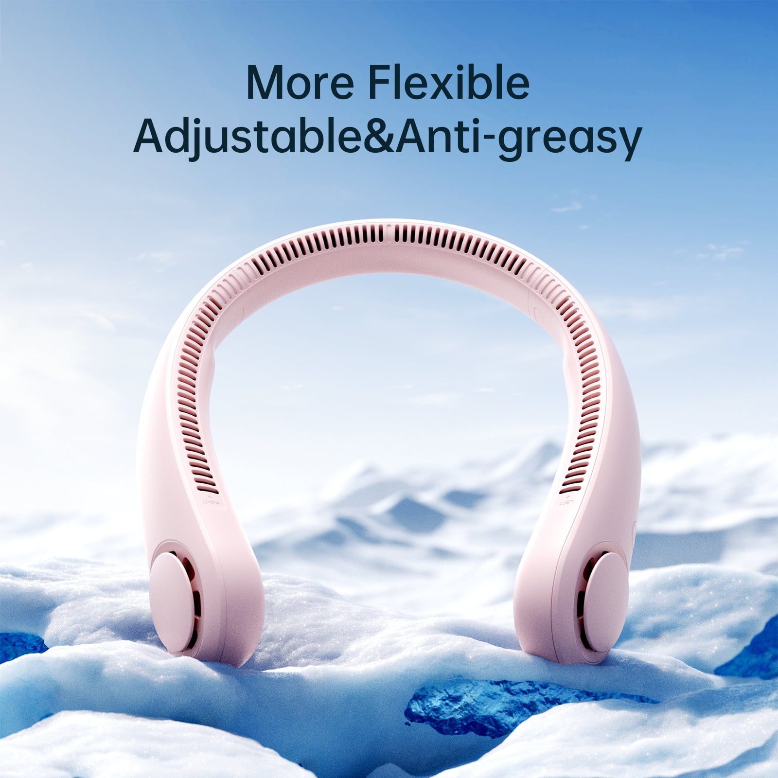 JISULIFE Portable Neck Fan, Wearable Fan, Bladeless Fan Hands-Free Cooling, Quiet 25dB, 5 Speeds, 16H Battery Life, Ideal for Indoor/Outdoor, Gift for Women, Men - Pink
