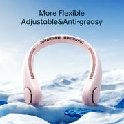JISULIFE Portable Neck Fan, Wearable Fan, Bladeless Fan Hands-Free Cooling, Quiet 25dB, 5 Speeds, 16H Battery Life, Ideal for Indoor/Outdoor, Gift for Women, Men - Pink