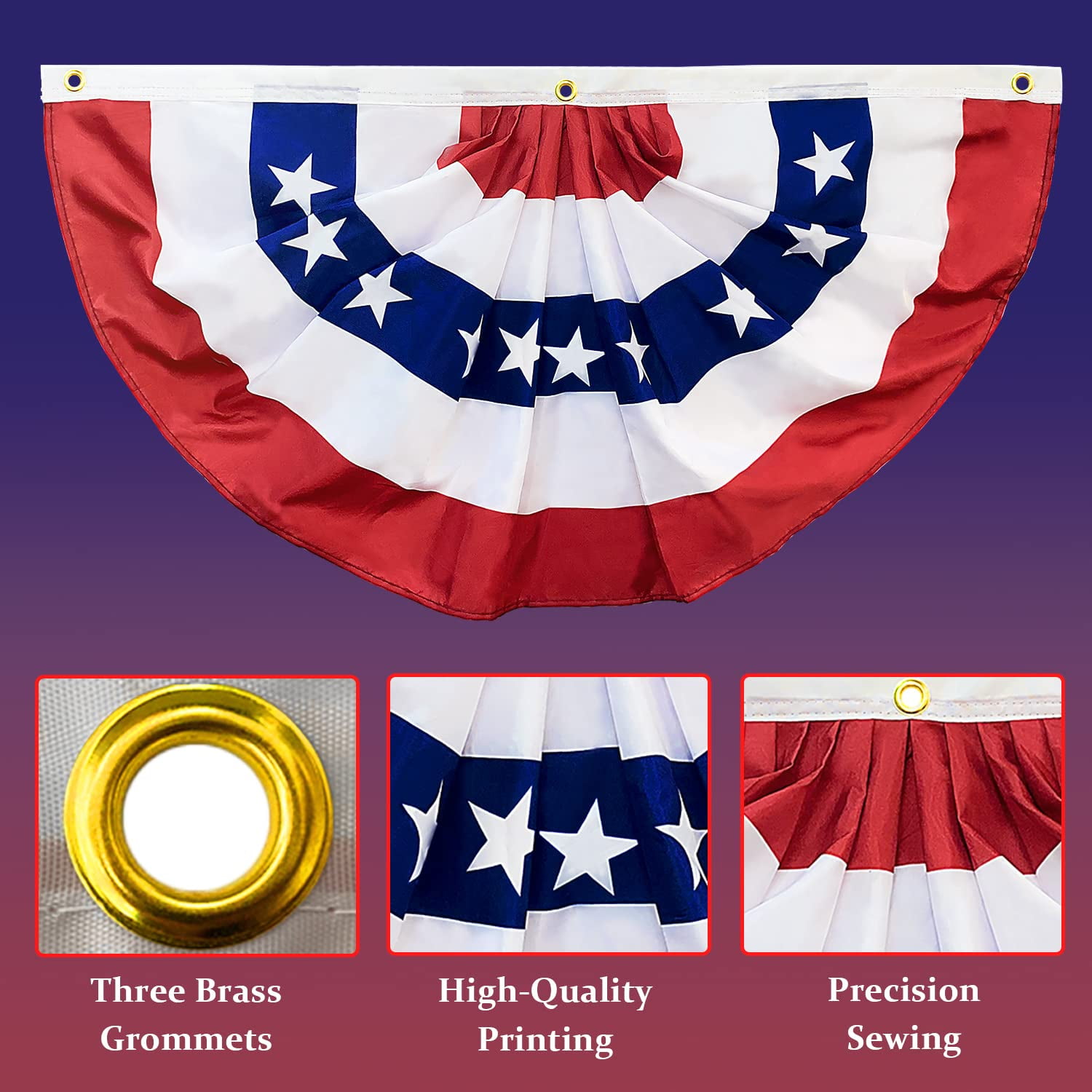 45*90cm USA American America U.S Bunting Fan Flag Banner Grommets 