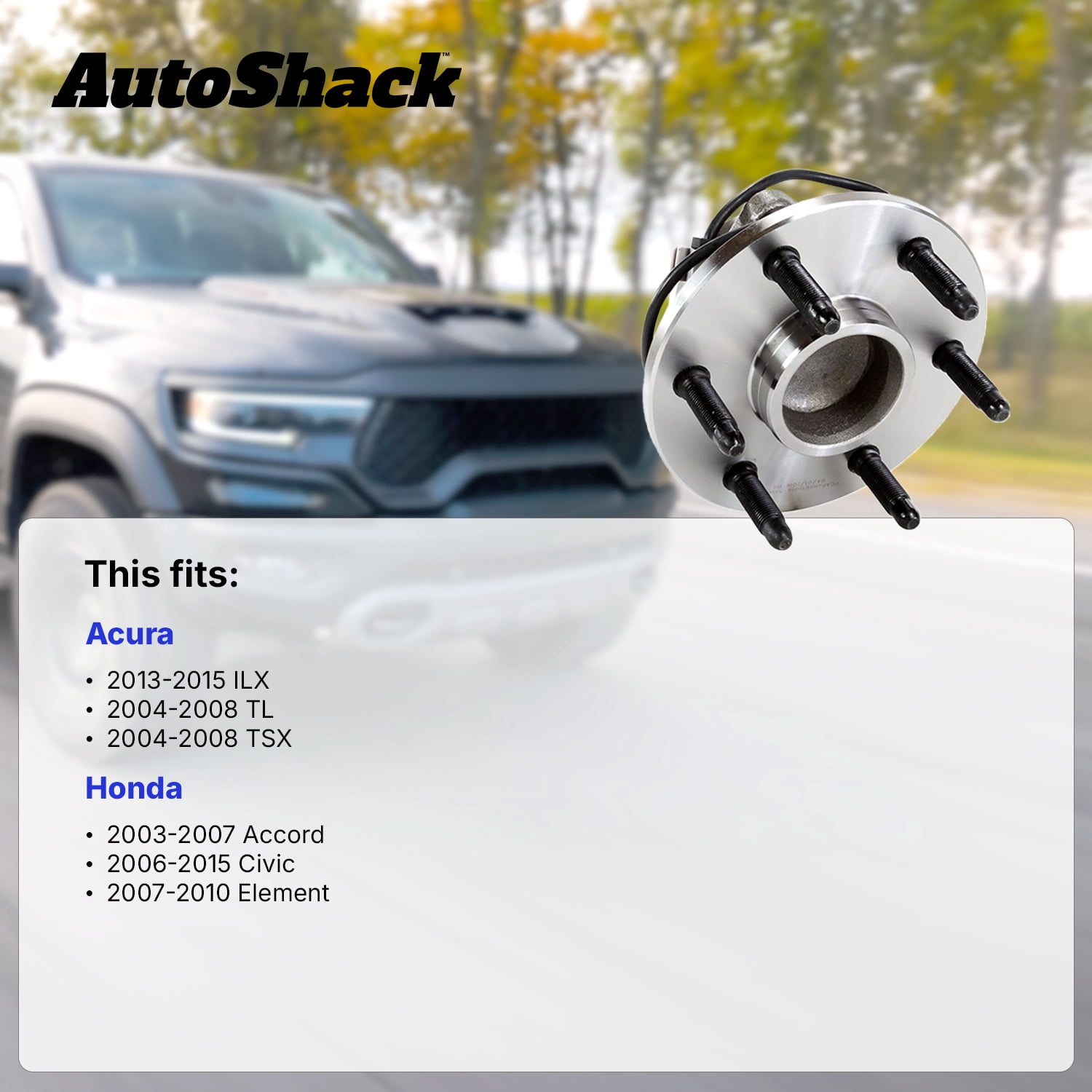 AutoShack Front Wheel Bearing and Hub Repair - Driver and Passenger Side for Honda & Acura, Civic 2006-2015 Accord 2003-2007 TL 2004-2008, FWD L4 1.8L 2.0L 2.4L V6 3.0L 3.2L 3.5L - 5-Lug, Without ABS