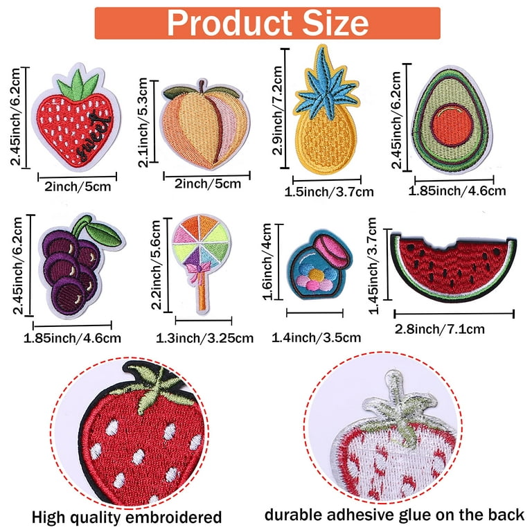 J.CARP Fruit Embroidered Iron on Patch for Clothes, Iron-On Patches / Sew-On Appliques Patches for Clothing, Jackets, Backpacks, Caps, Jeans