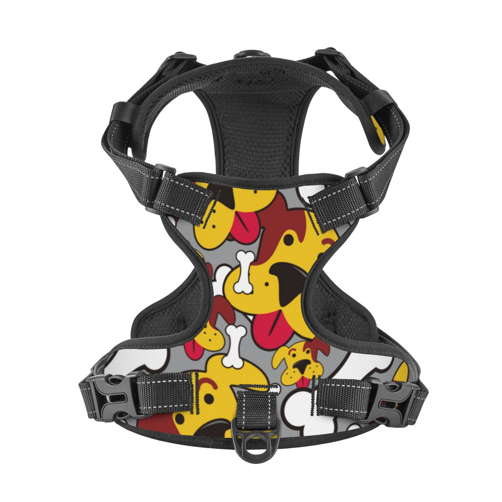 Kdxio Cute Dog Print No Pull Dog Harness Adjustable Reflective Oxford Easy Control Medium Large Dog Harness for Training and Everyday-Small