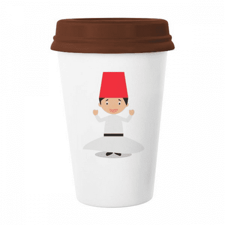 

White Whirling Dervishe Cartoon Mug Coffee Drinking Glass Pottery Cerac Cup Lid