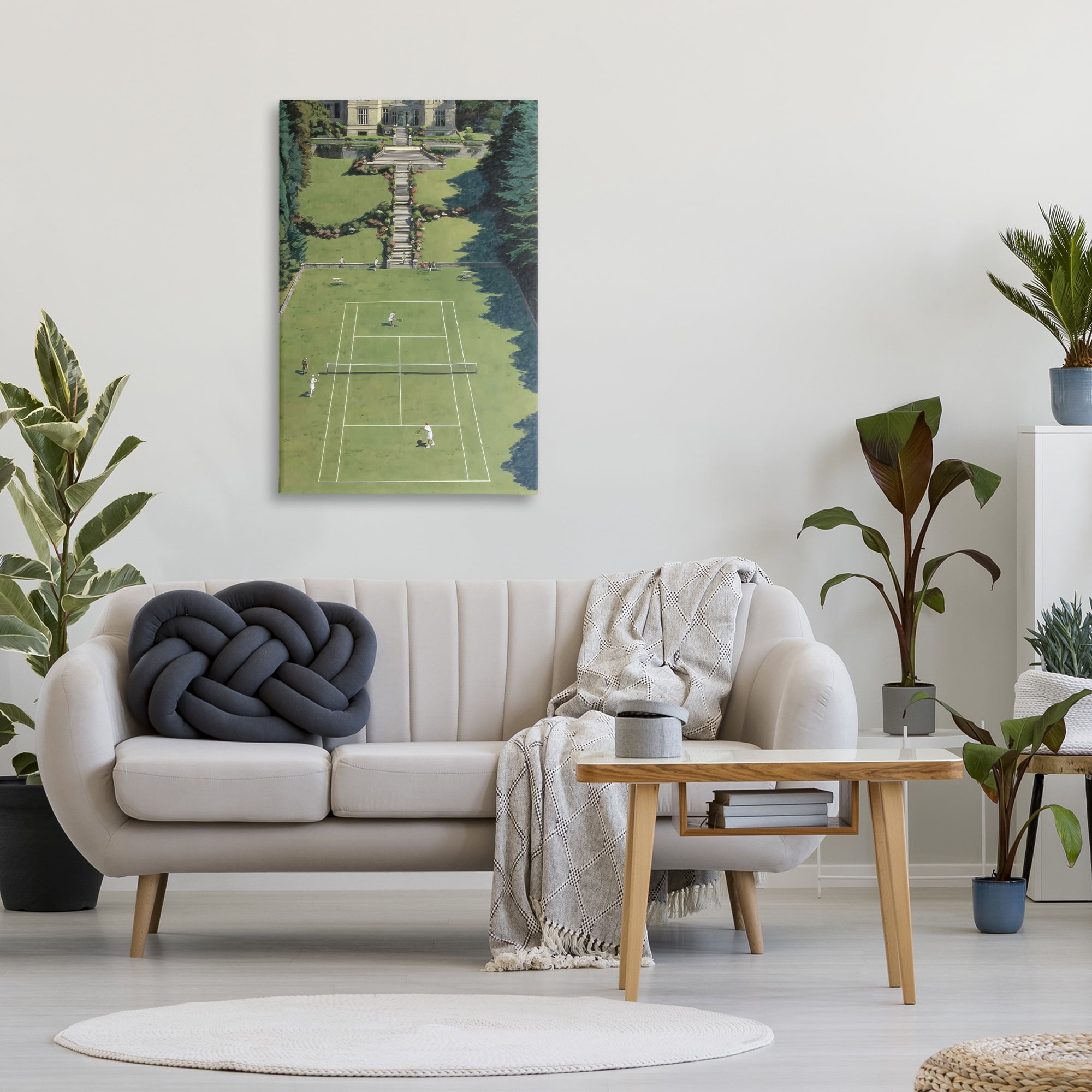 Stupell Industries Tennis Court at Mansion Canvas Wall Art, design by Petal Prints Design