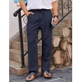 thumbnail image 2 of COOFANDY Men's Linen Drawstring Pants Casual Summer Beach Cotton Linen Pants, 2 of 6