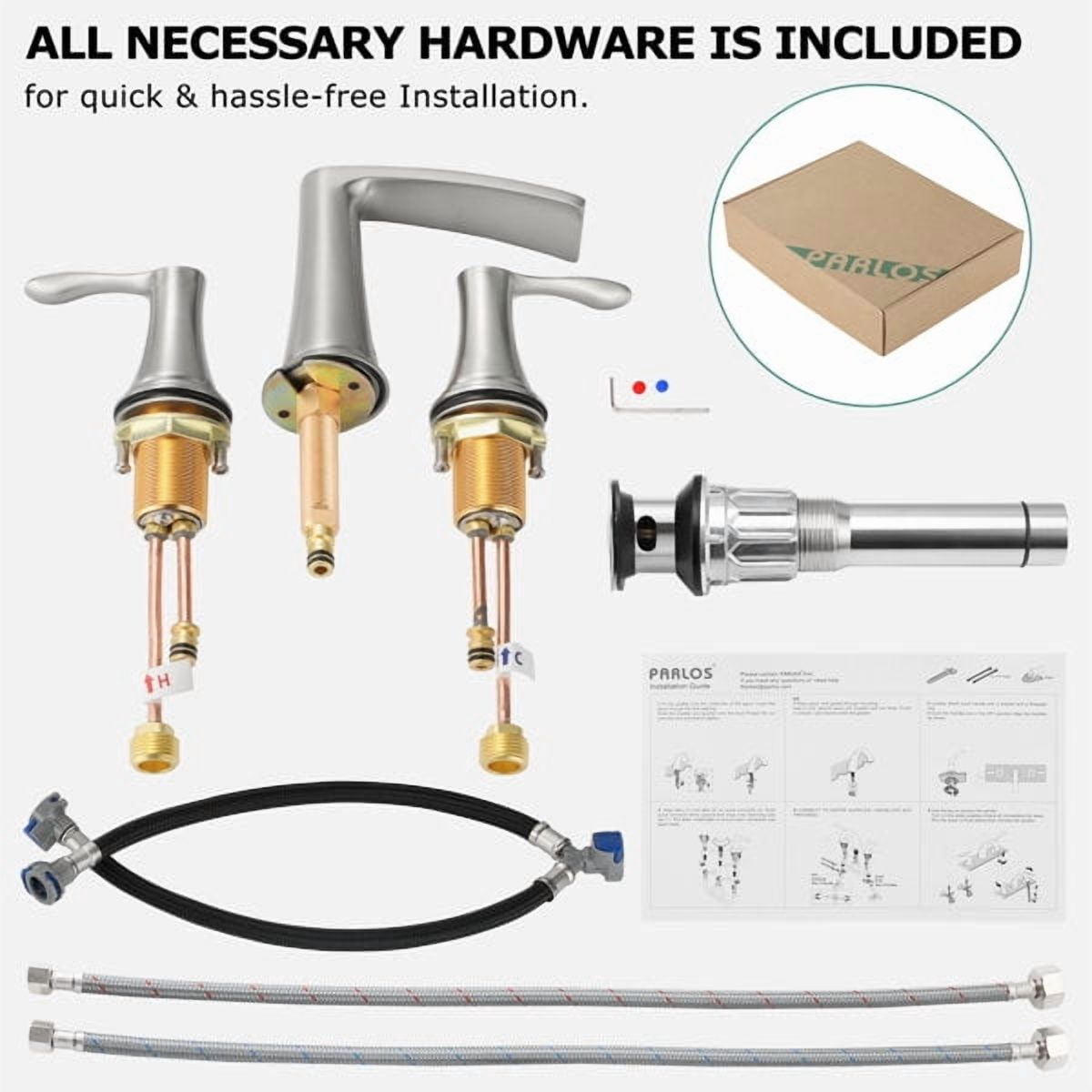 PARLOS Widespread 2-handle Waterfall Bathroom Faucet with Drain Assembly