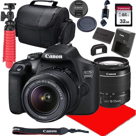 Canon EOS 2000D DSLR Camera with 18-55mm F/3.5-5.6 III Lens  WiFi-Enabled  New Condition + 32GB SD Card + More