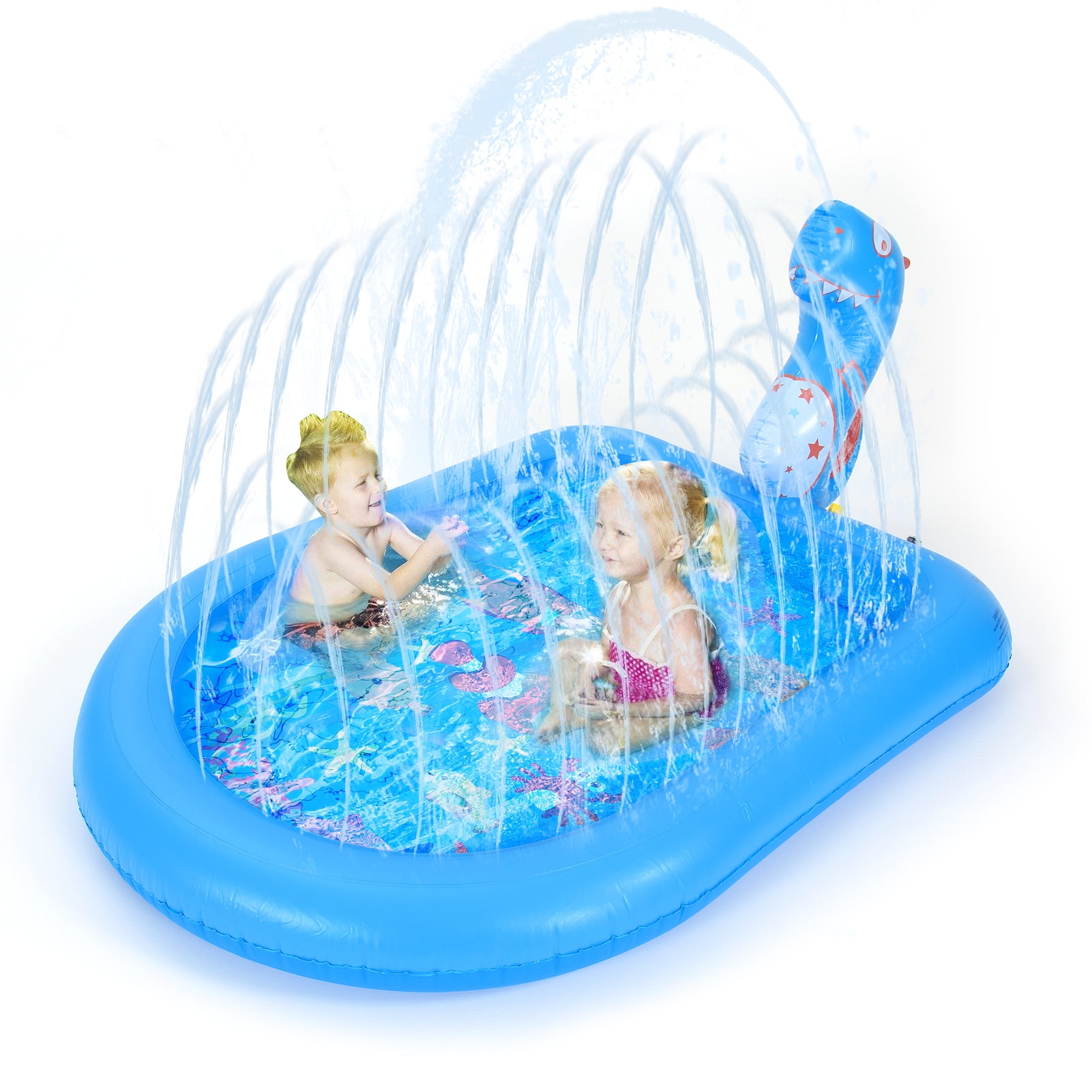 Dyeasy 65" Splash Pad for Kids, Inflatable Dinosaur Sprinkler Mat