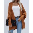 thumbnail image 4 of Suéter Con Abertura Frontal Para Mujer, Dobladillo Con Abertura Color Puro Tacto Suave Puños Ajustados Manga De Murciélago Prendas De Vestir De Punto Para El Otoño Para La ANGGREK Rojo ladrillo XL, 4 of 7