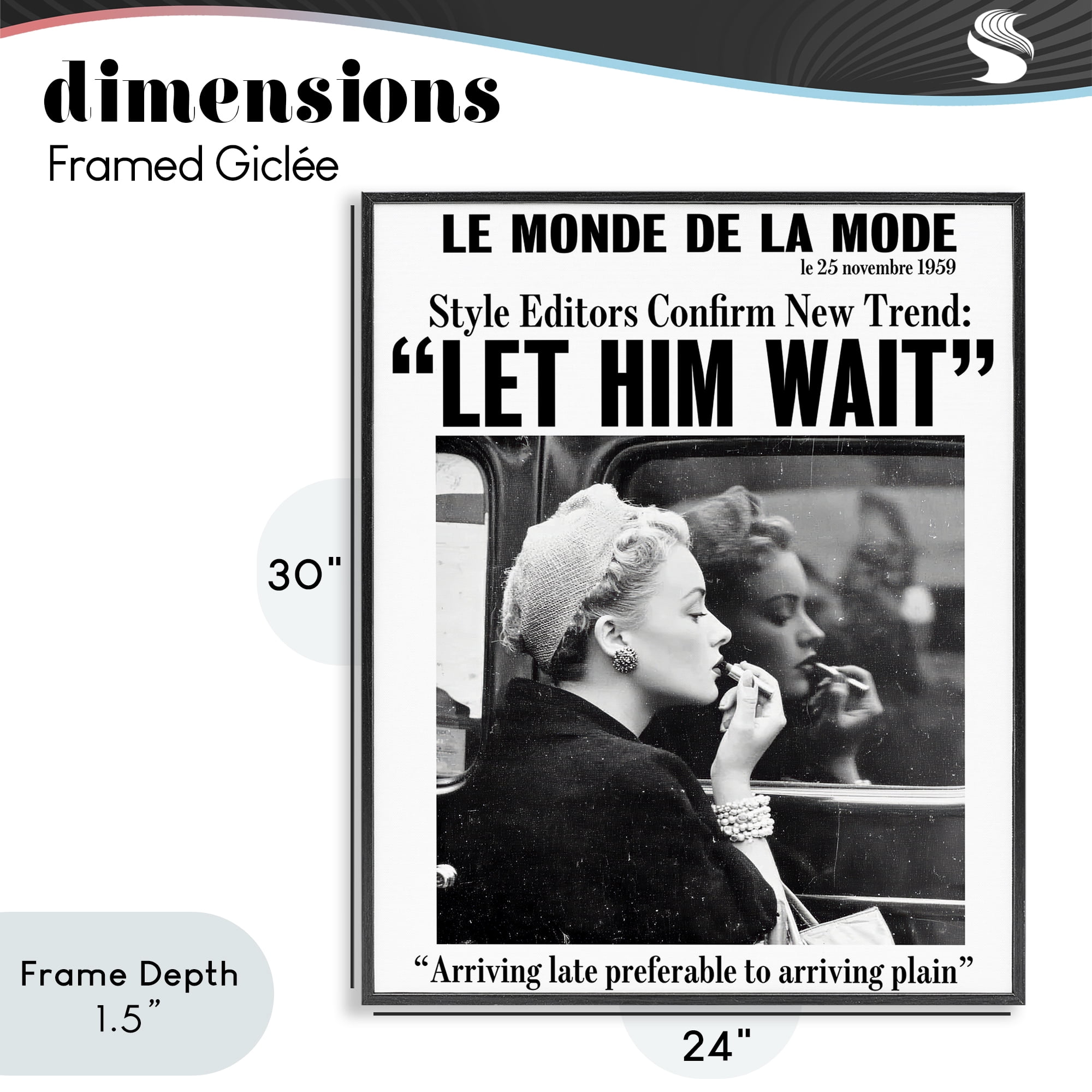 Stupell Industries Let Him Wait Advice Black Framed Giclee Art, design by Annabelle Hall