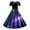 Dark Blue, variant on Long Sleeve Round Classic Elegant Dress for Women Long Sleeve Carnival Starry Sky Printed Evening Prom Dresses with Belt (Dark Blue, S)