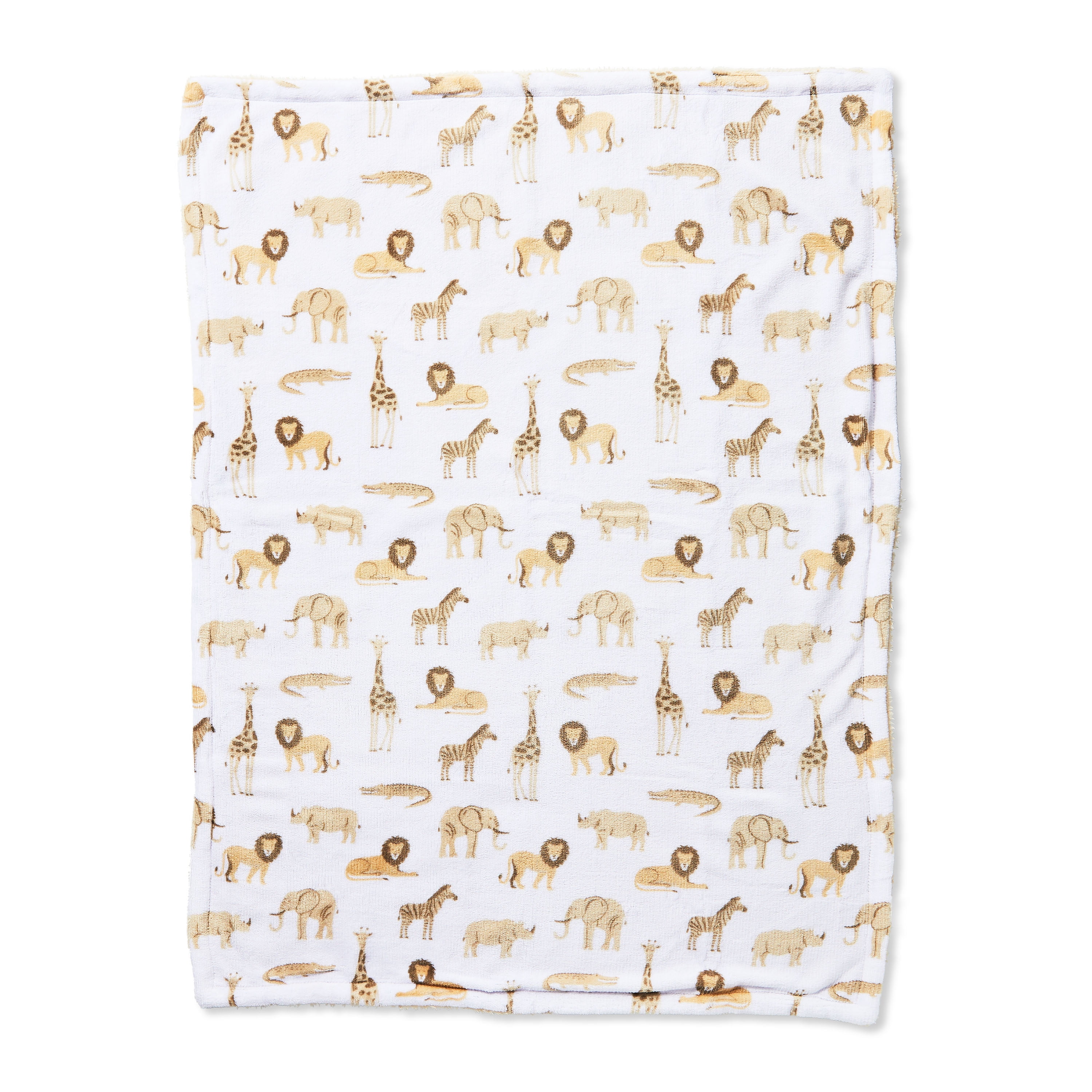 Parent's Choice 2-Sided Beige and White Safari Plush Baby Blanket