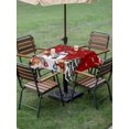 thumbnail image 3 of Outdoor Tablecloth with Umbrella Hole and Zipper, Red Christmas Square Table Cloth 60x60 Inch Waterproof Tablecloth, Snowman Pine Tree Animals Winter Snowflake Picnic Table Cover for Patio Camping, 3 of 7
