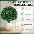 thumbnail image 2 of Artificial Boxwood Topiary Ball Trees,2 Set of 16'' UV Resistant Fake Evergreen Shrubs Bushes Plants with Ground Spike, Fake Plants for Outdoor Indoor Front Porch Garden, 2 of 6