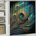 thumbnail image 6 of Awypu Overlapping Green Blue Peacock Feathers Animal Bird Chic Modern Bathroom Decor Waterproof Shower Curtain Multiple Sizes White, 6 of 7