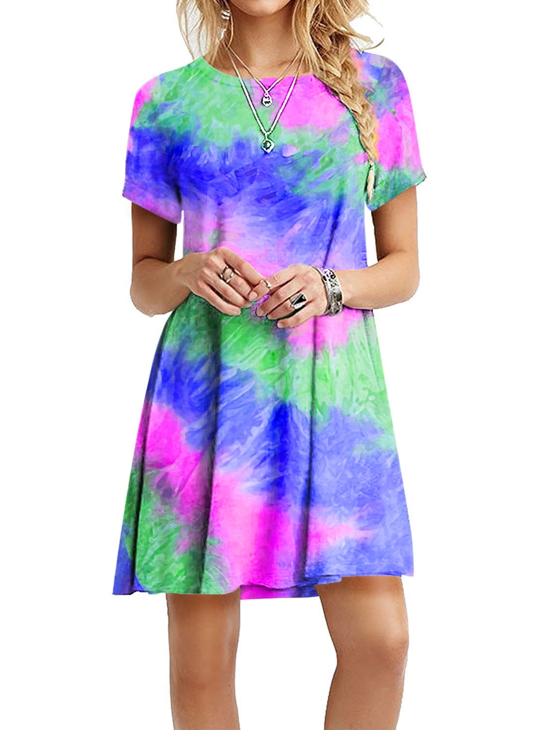 Tie-Dye Printed Pullover Loose Sundress ...