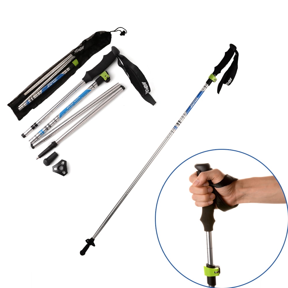 Agptek Folding Trekking Pole Collapsible Alpenstocks Ultralight