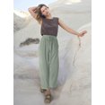 thumbnail image 4 of Ma Croix Womens Everyday Linen Pants Capri Casual Wide Leg Loose FIt High Waist Crop Trousers, 4 of 5